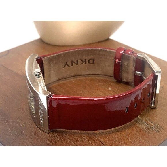 DKNY Women's Watch NY4747 Quartz Red Dial Tank 21x43mm Leather Strap - Picture 8 of 13